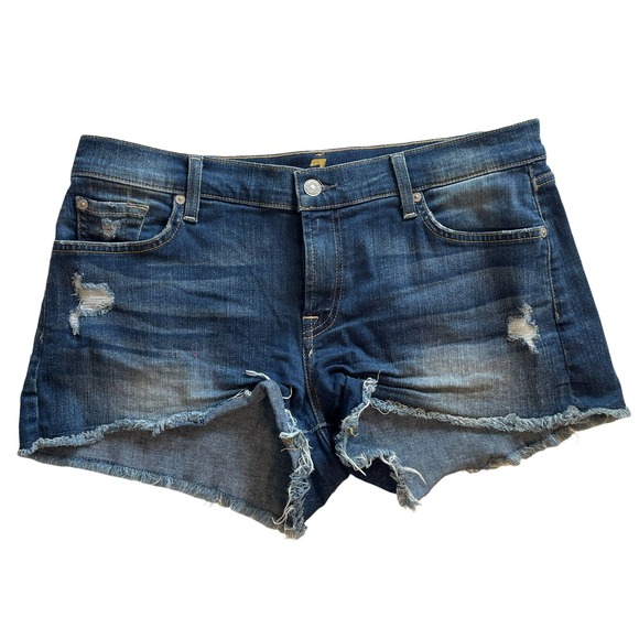 7 For All Mankind Pants - 7 For All Mankind NWT Women's 28 Cut Off Denim Shorts ~Medium Wash Blue Mid Rise